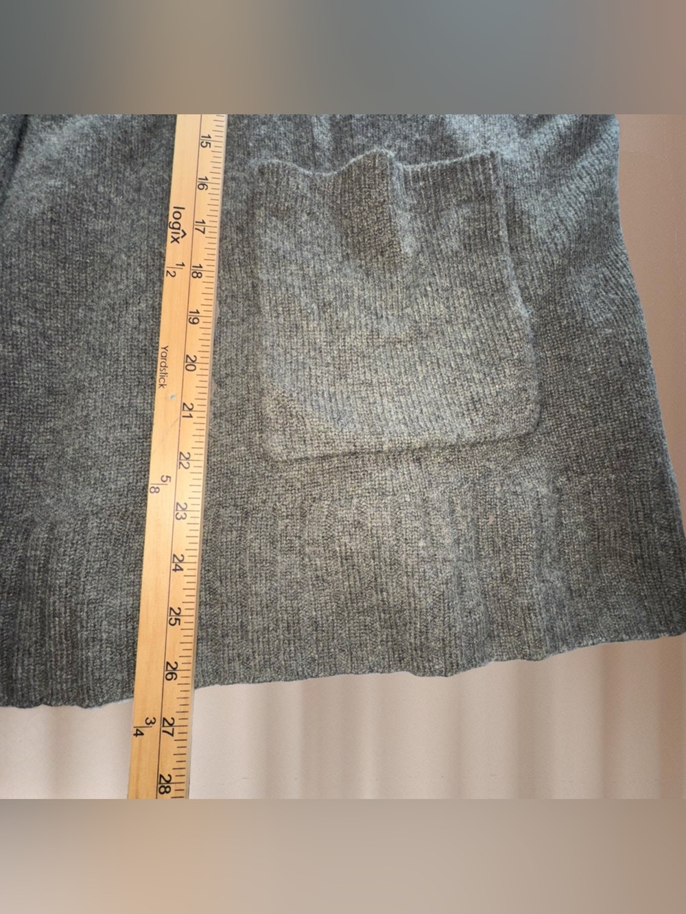 Madewell 100% Cashmere Olive Open Long Sleeve Cardigan Pockets Size XXL *Flaws - Picture 16 of 16